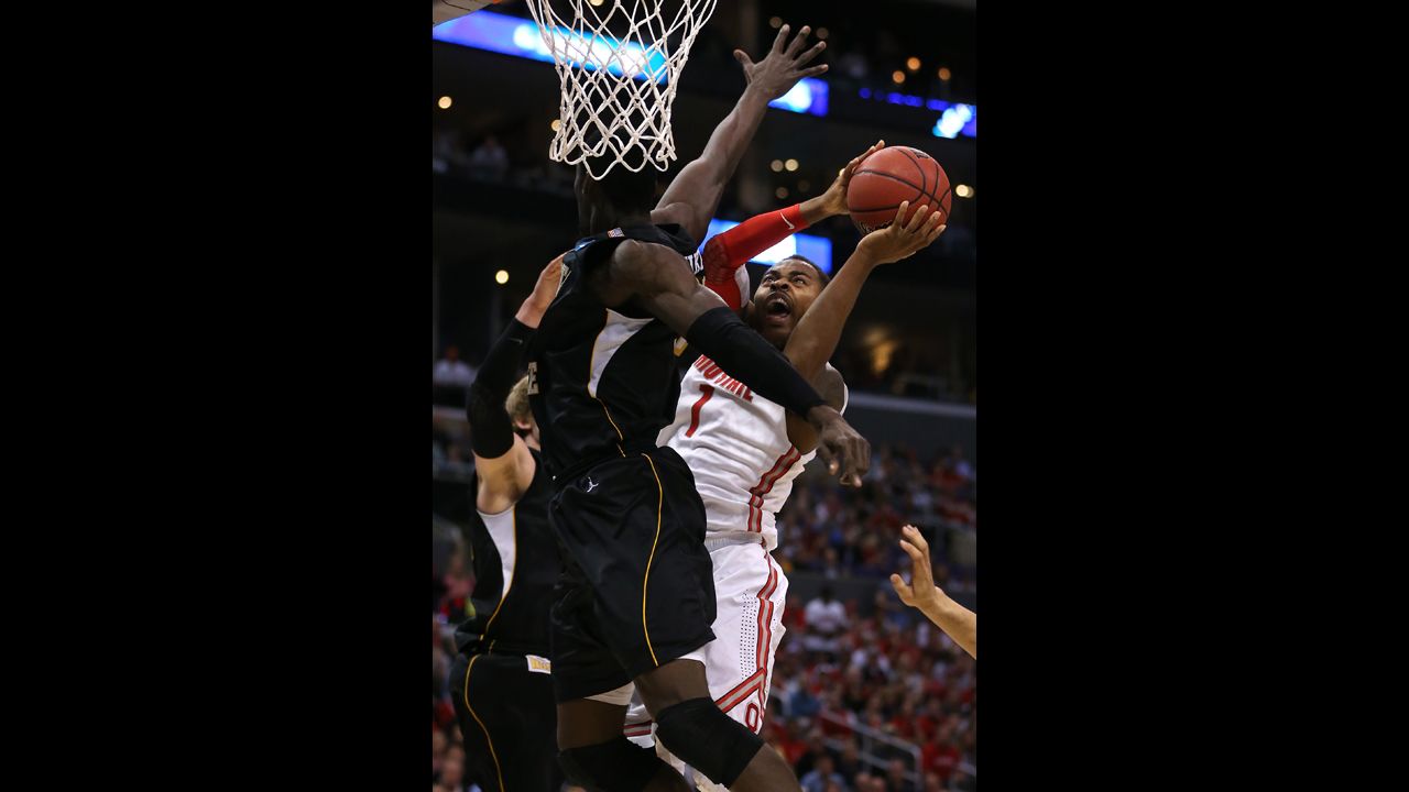 Deshaun Thomas of Ohio State goes up for a shot against Ehimen Orukpe of Wichita State on March 30.
