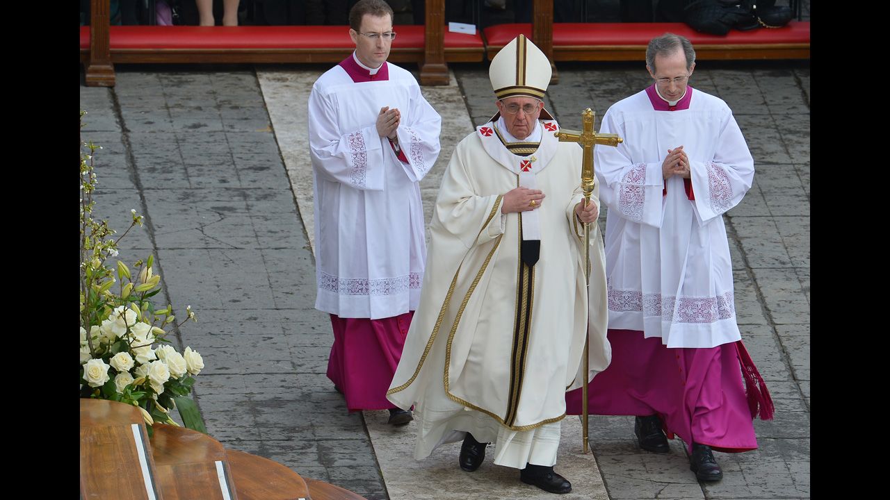 Francis arrives at St. Peter's Square on Sunday.