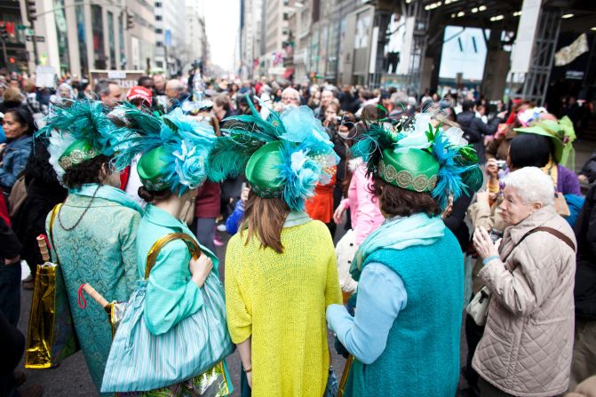 Revelers participate in the annual Easter Day procession on Fifth Avenue in New York City on March 31. The annual festivities attract hundreds of New Yorkers gathering in front of St. Patrick's Cathedral wearing colorful hats and costumes celebrating one of the holiest days in the Christian calendar.