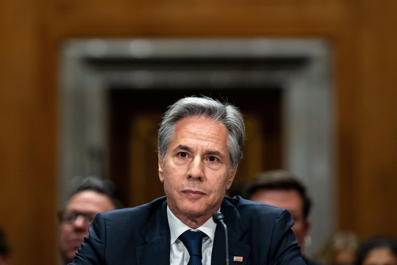 US Secretary of State Antony Blinken testifies before the Senate Foreign Relations Committee on Capitol Hill on Tuesday.