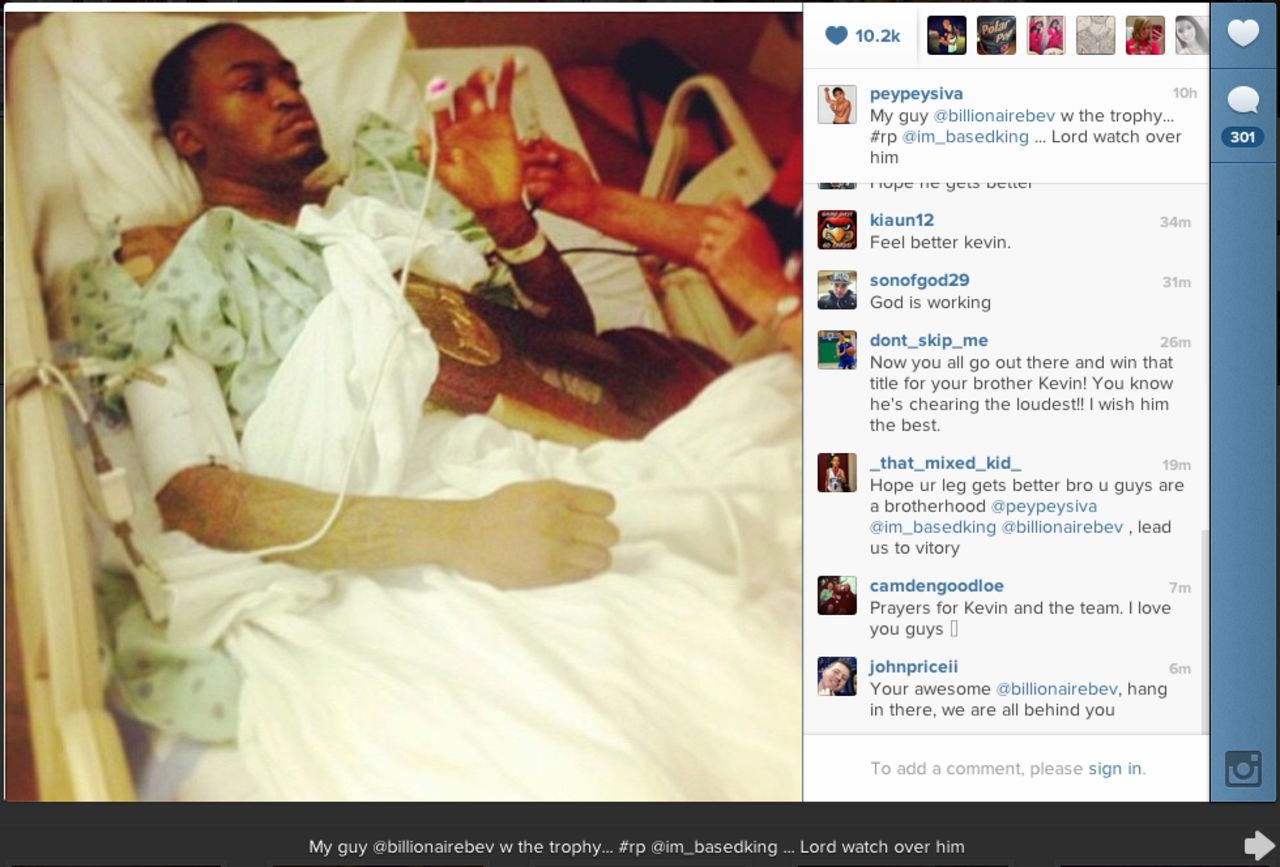 Peyton Siva posted a photo of Ware in the hospital with the trophy.