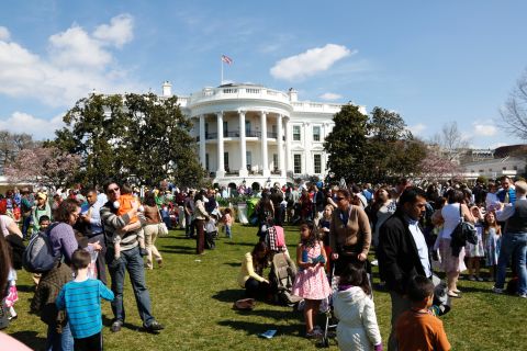 People enjoy the festivities at the White House Easter Egg Roll.