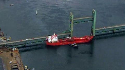 A disabled tanker ship collided with a bridge linking Portsmouth, New Hampshire, and Kittery, Maine.