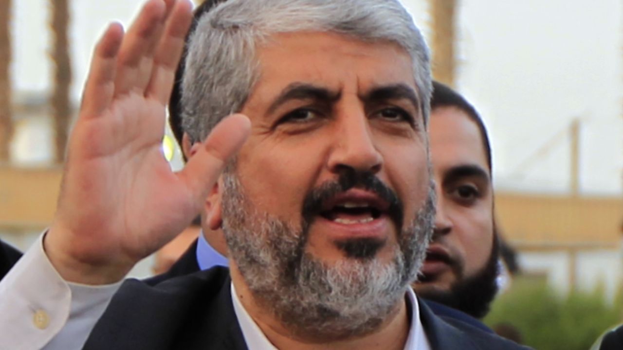 Hamas leader Khaled Meshaal departs from the Gaza Strip on December 10, 2012 in Rafah.
