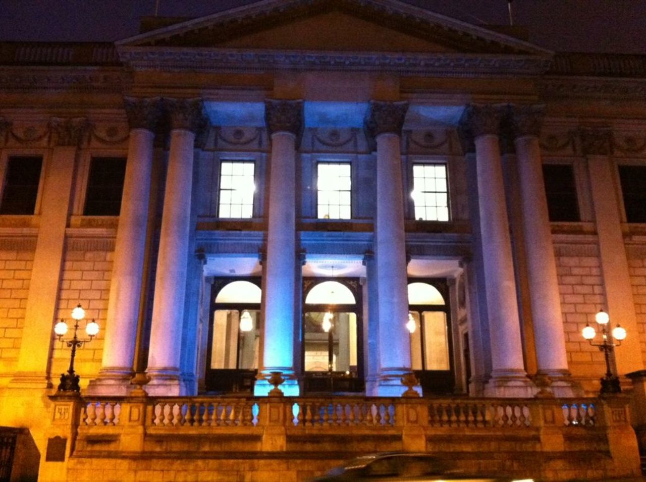 The city hall in Dublin, Ireland, lights up for the 2012 World Autism Awareness Day.