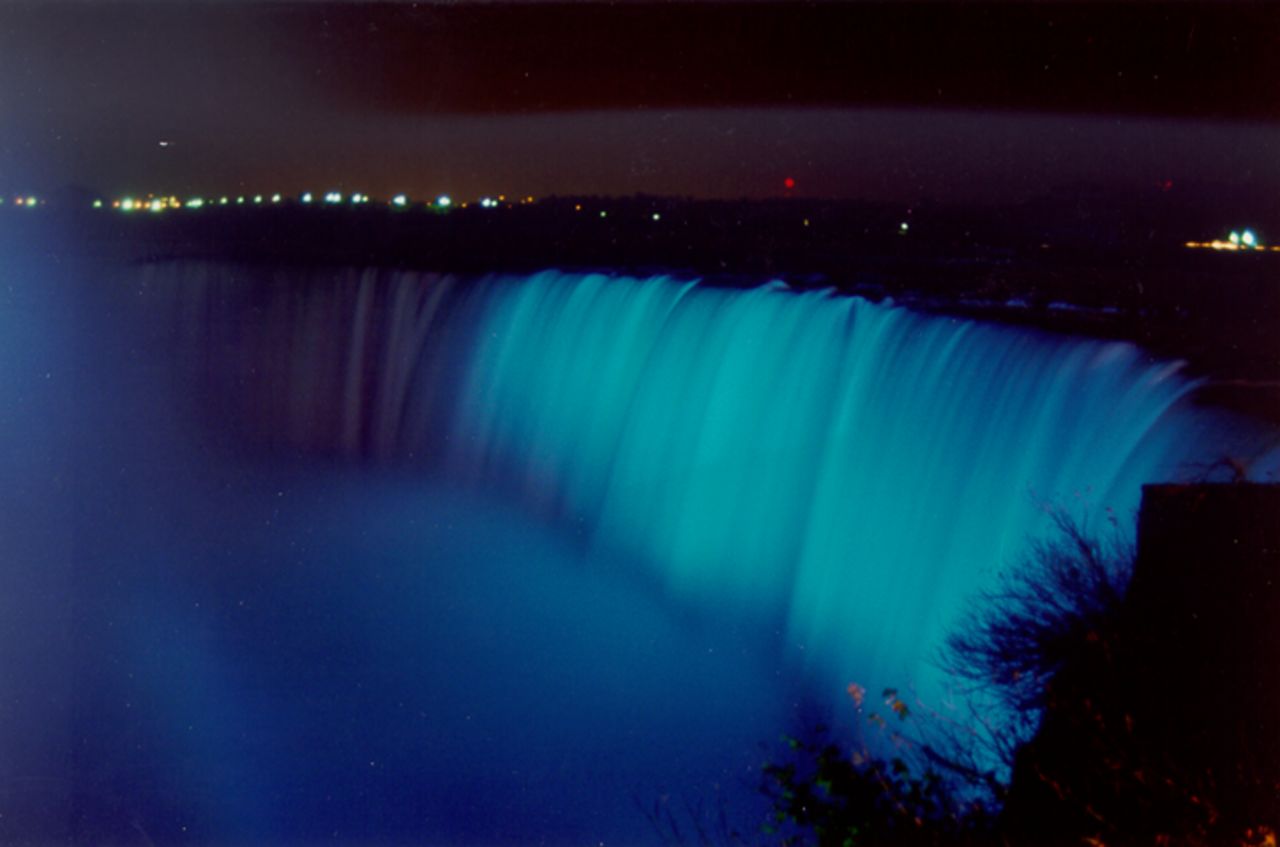 The Canadian side of Niagara Falls lights up blue for the 2012 World Autism Awareness Day.