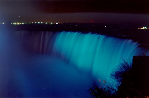 The Canadian side of Niagara Falls lights up blue for the 2012 World Autism Awareness Day.