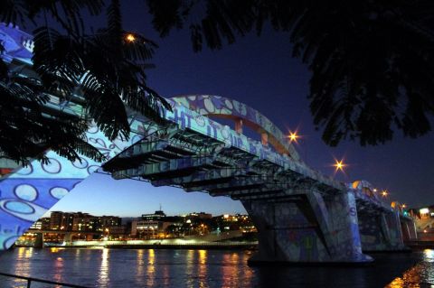 The William Jolly Bridge in Brisbane, Australia, lights up blue for the 2012 World Autism Awareness Day.
