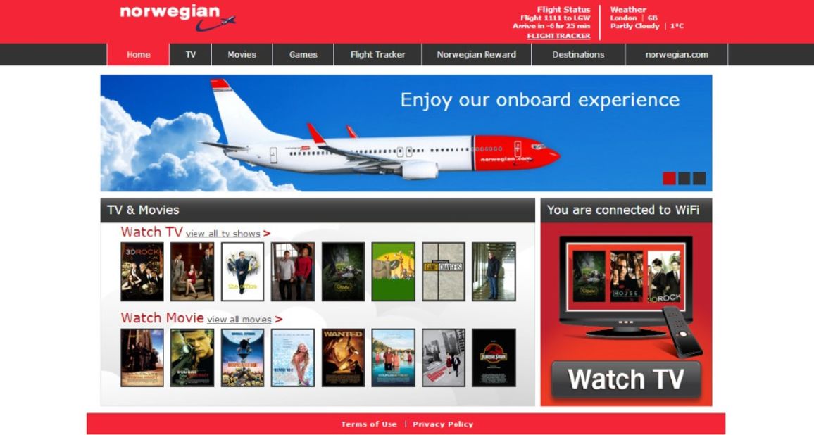 The carrier is also the first airline in Europe to let passengers rent movies and TV shows on their personal devices.