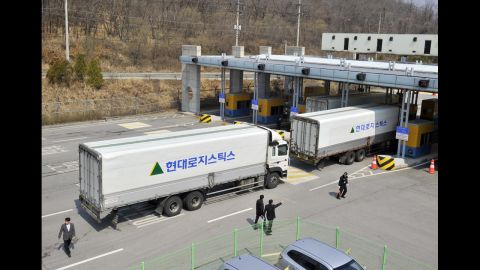South Korean trucks turn back.