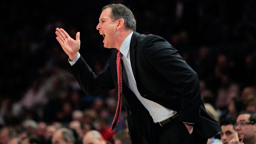 NEW YORK, NY - MARCH 09: Head coach Mike Rice of the Rutgers Scarlet Knights gestures from the bench during the game against the St.Johns Red Storm during the second round of the 2011 Big East Men's Basketball Tournament presented by American Eagle Outfitters at Madison Square Garden on March 9, 2011 in New York City. (Photo by Chris Trotman/Getty Images)