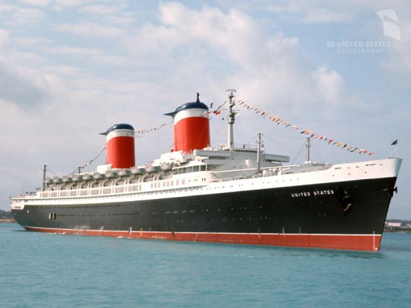 In the 1950s and '60s, the ocean liner SS United States was the choice of movie stars, famous musicians and kings. Supporters are trying to save this storied ocean liner from the scrap heap. It's seen here in the U.S. Virgin Islands during its heyday.