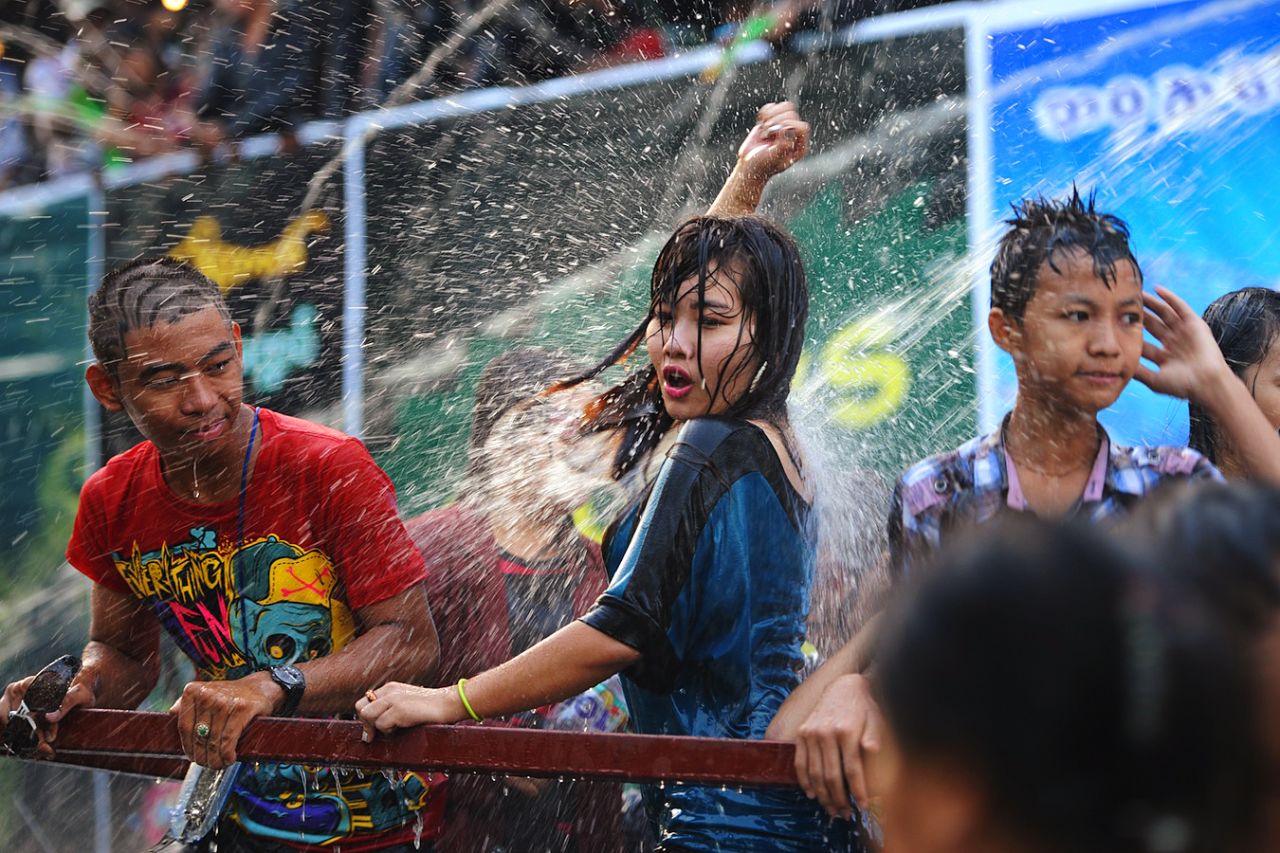 The Burmese make a big deal of the New Year. Thingyan (known as the "water throwing festival") takes place this year from April 13-16. During the festival everyone throws water at each other. Staying dry isn't an option. Water symbolizes the washing away of the previous year's bad luck and sins.