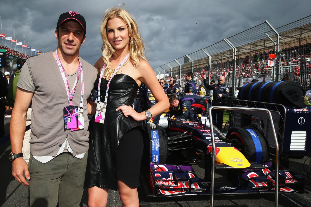 Former Juventus and Italy star Alessandro Del Piero poses on the grid at the Australian Grand Prix Melbourne. 