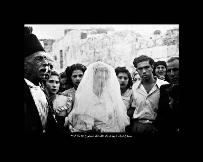 "Samira in her wedding gown, the first Christian Palestinian wedding in Lod after 1948," by Dor Guez. Guez's work makes use of scanned archival images, which he calls "scanograms," to tell the story of the Palestinian Christian community.