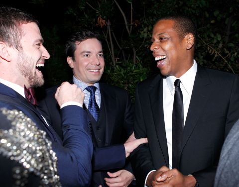 From left, Timberlake, Fallon and Jay-Z attend GQ's 2011 Men of the Year Party at the Chateau Marmont in Los Angeles in November 2011.