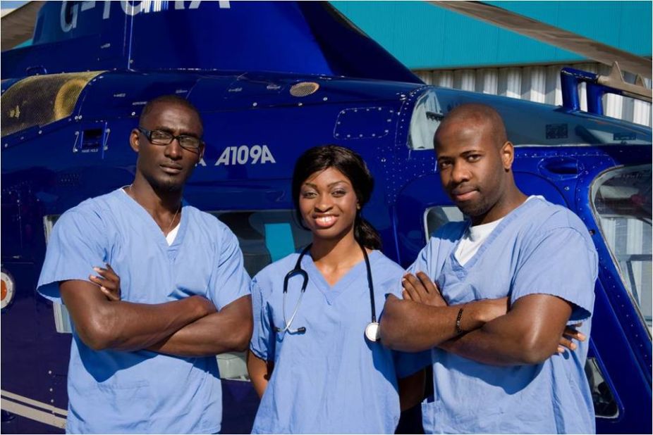 Olamide Orekunrin (center) is the founder of Flying Doctors Nigeria, the first air ambulance service in West Africa.