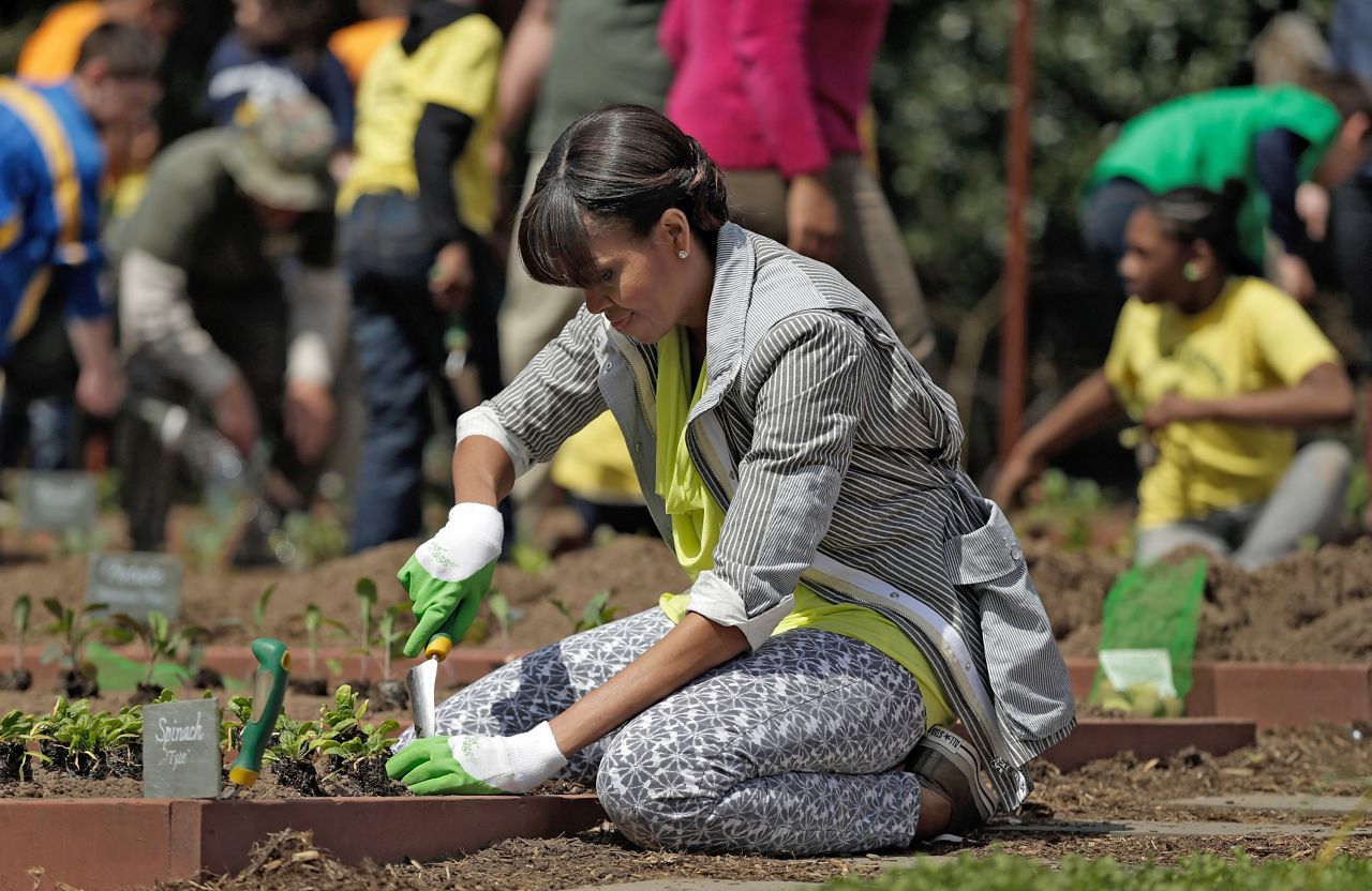 This is the fifth time Obama has invited students to help plant the garden. This year, the students came from schools in Florida, Massachusetts, Tennessee and Vermont that have "made exceptional improvements to school lunches," the White House said.