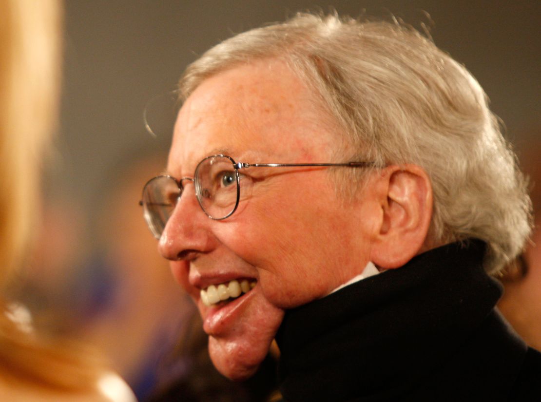Ebert wore a prosthetic after undergoing jaw surgery to fight cancer.