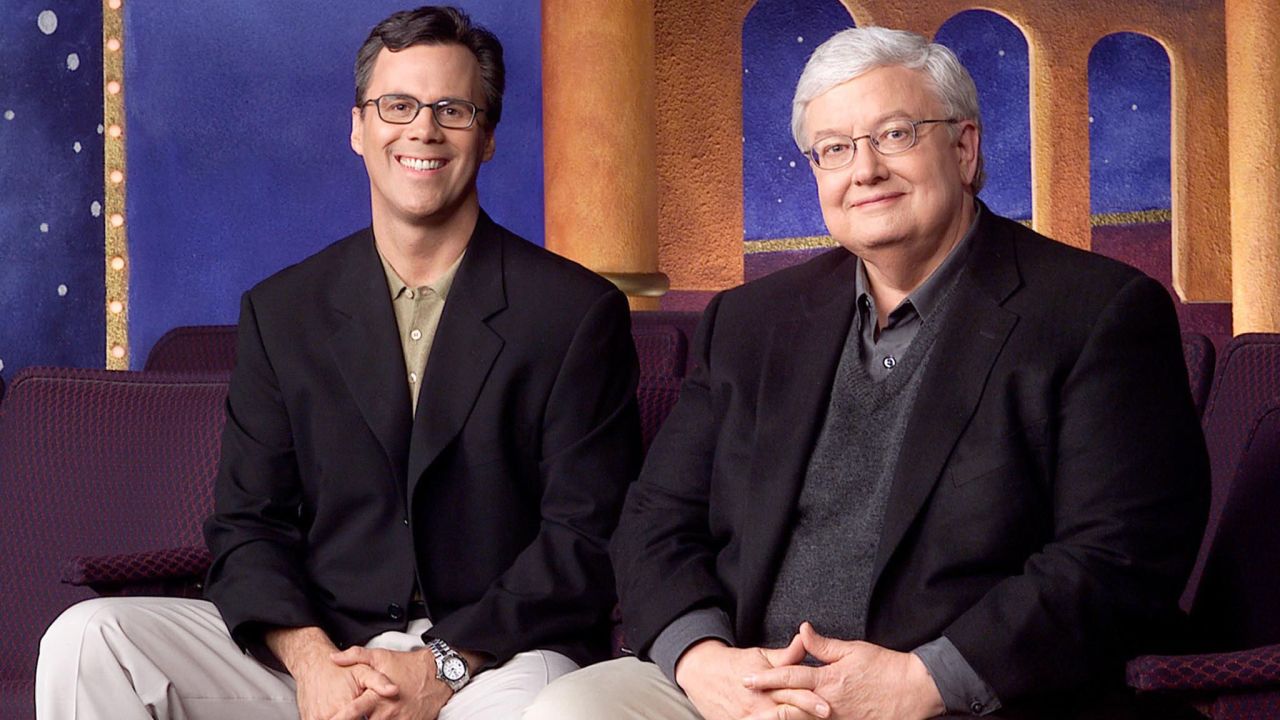 Chicago Sun-Times columnists Richard Roeper, left, and Ebert  promote their television series "Roger Ebert & the Movies" in this undated photo.