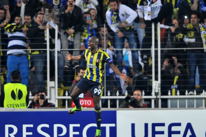 Pierre Webo's penalty 12 minutes from time and Dirk Kuyt 's stoppage  time strike gave Fenerbahce an impressive 2-0 win over Lazio in Istanbul. The Italian side was forced to play with 10-men after Ogenyi Onazi was shown the red card three minutes after the break.