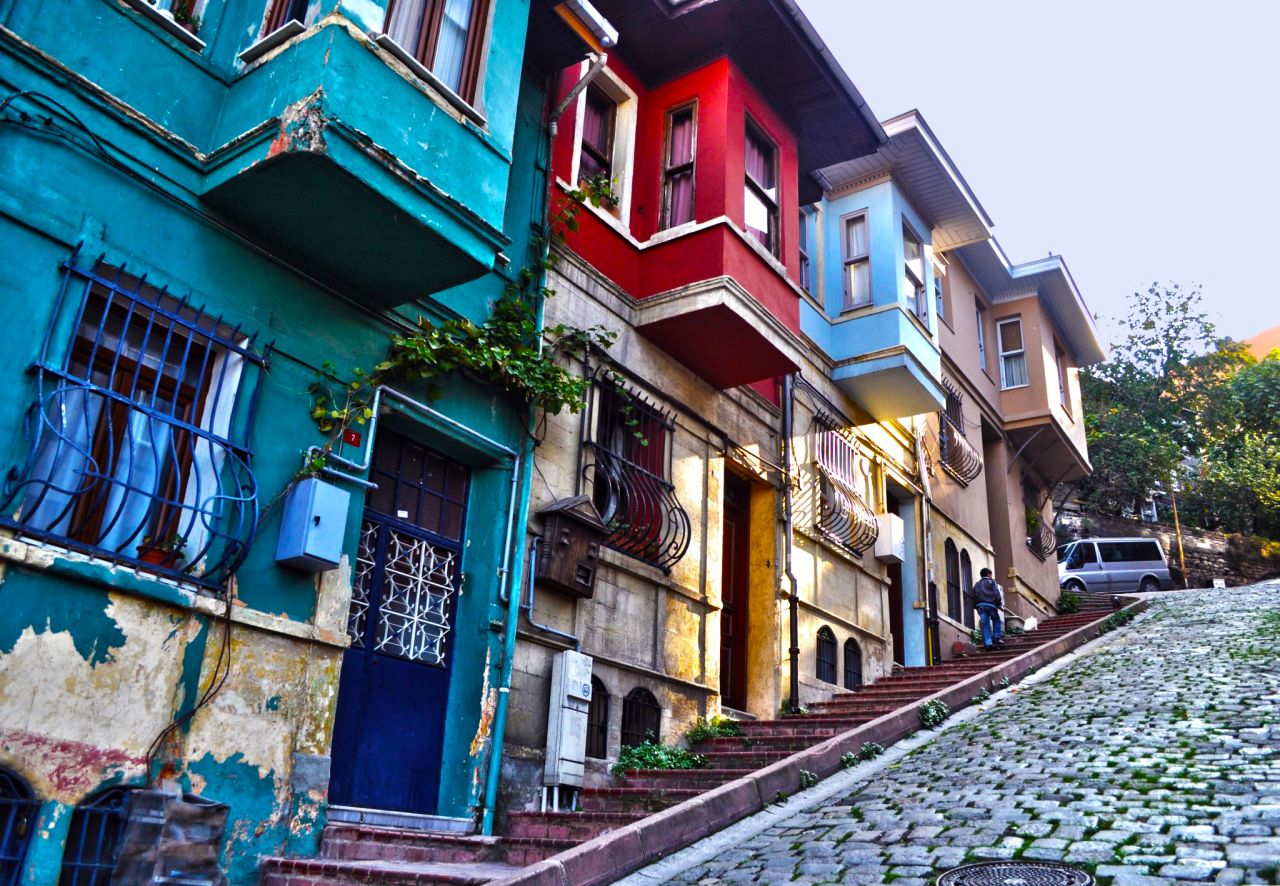 Balat was once Istanbul's old Jewish quarter. Its buildings are a sea of yellow, pink, red, blue and green.