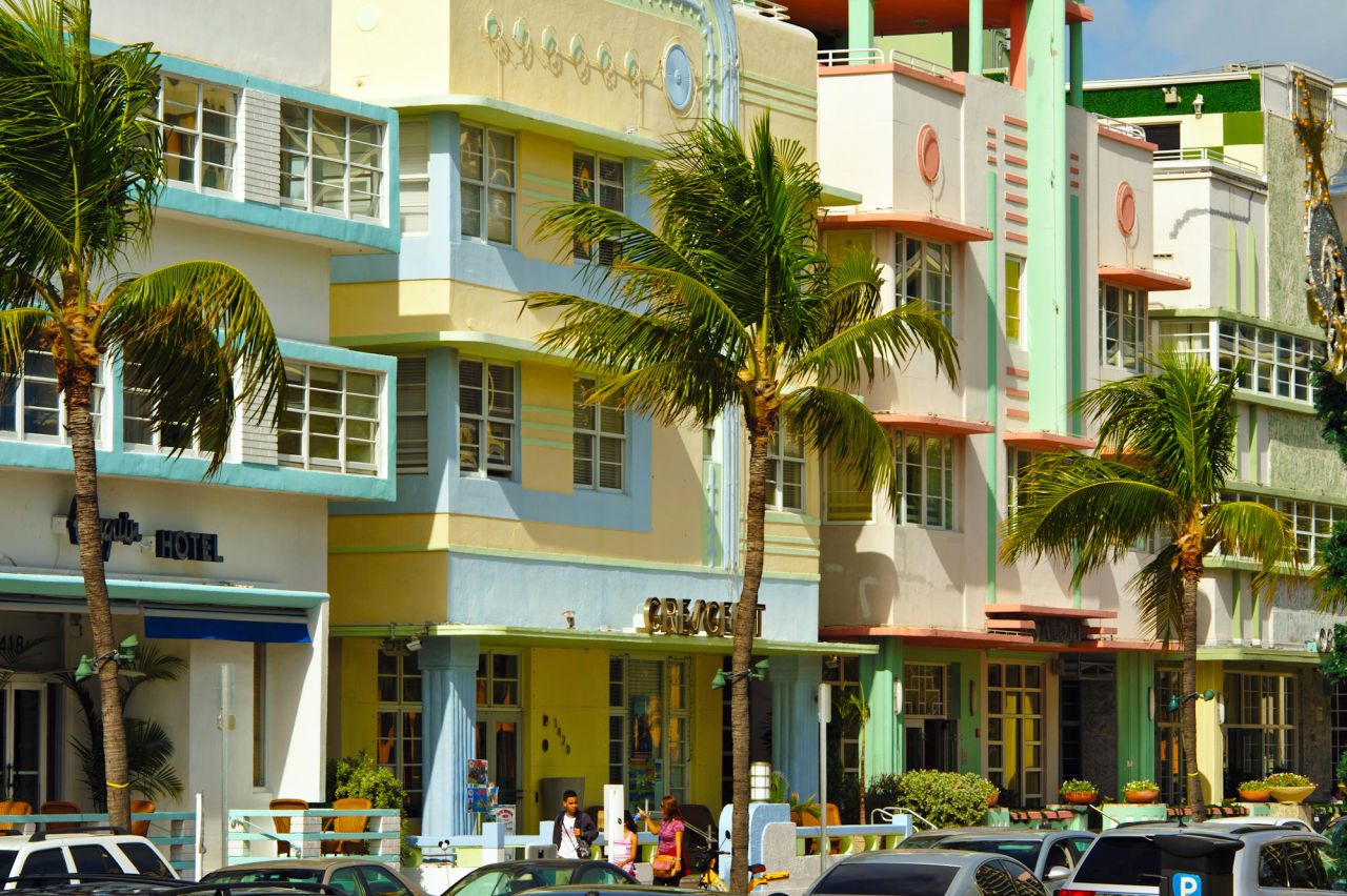 The Technicolor of South Beach's art deco buildings will entertain anyone driving along Ocean Drive in Miami.