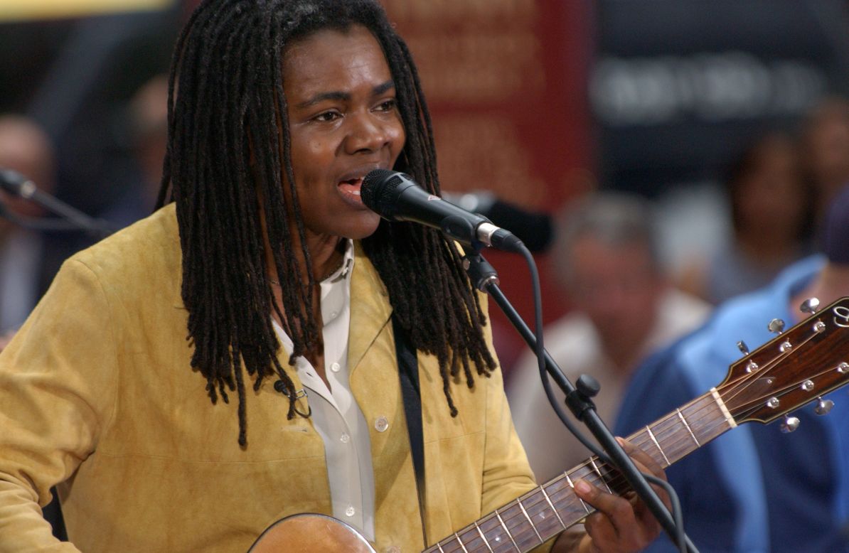 Grammy Award-winning singer-songwriter Tracy Chapman's typical onstage outfit consists of jeans and T-shirts with the occasional vest or blazer. Offstage, she lends her voice to social activism through a variety of causes related to human rights.