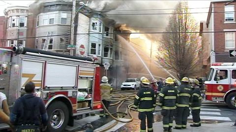 Philadelphia firefighters battle a blaze that took the life of a fire captain Saturday evening.