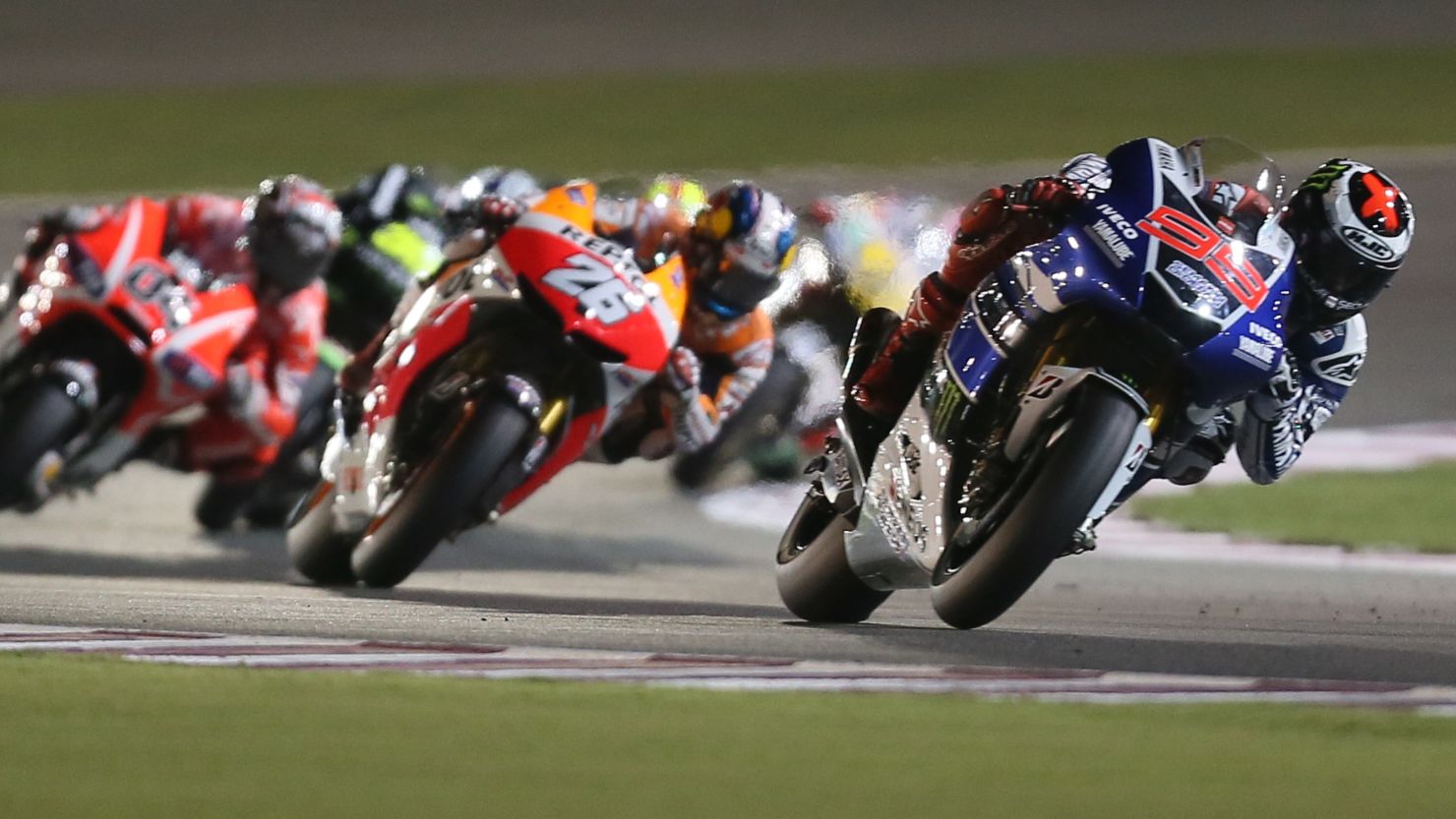Spanish motorcycling star Jorge Lorenzo out in front during Sunday's Qatar Grand Prix in Doha.