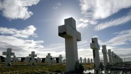Argentine war cemetery near Darwin, Falklands, 22 March 2007.