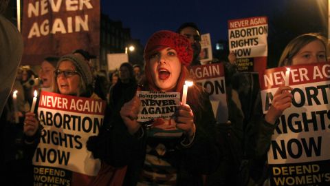 Marchers remember Savita Halappanavar at a demonstration in Dublin, Ireland, on November 17, 2012.