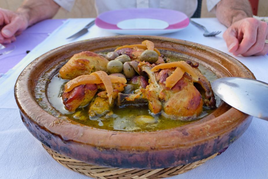 <a href="http://ireport.cnn.com/docs/DOC-952107">Gary Ashley</a> says his favorite dish, known commonly as Marrakech chicken, is served widely in Morocco. The dish consists of chicken that is slow-cooked in a stew, flavored with whole green olives, preserved lemons and Moroccan spices, and served with couscous.