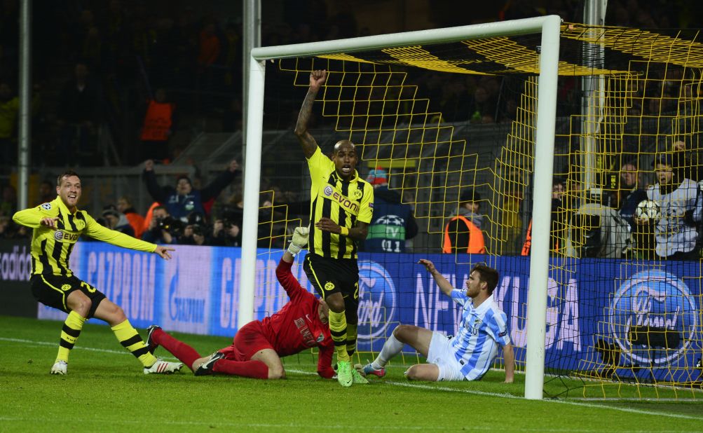 Malaga had looked home and dry but just two minutes after Marco Reus had leveled, Felipe Santana fired home a dramatic winner to spark scenes of wild celebrations amongst the home fans.