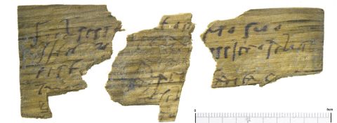 An inked Roman letter. Over 100 fragments of Roman writing tablets have been unearthed, including an affectionate letter.