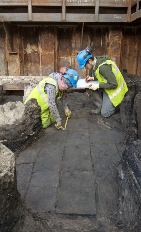 A Roman tiled floor. Some 75,000 man hours have been spent excavating and recording the extraordinary archeology on site.