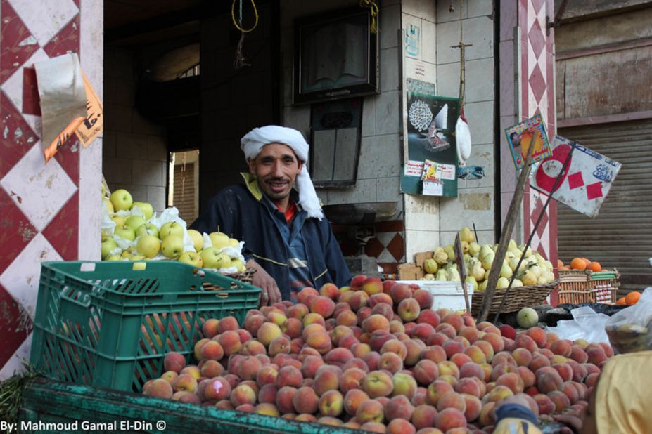 A market trader at his fruit stall in Cairo. Many ordinary Egyptians are suffering from high inflation pushing up the price of consumer goods and food. Picture from iReporter Mahmoud Gamal El-Din.