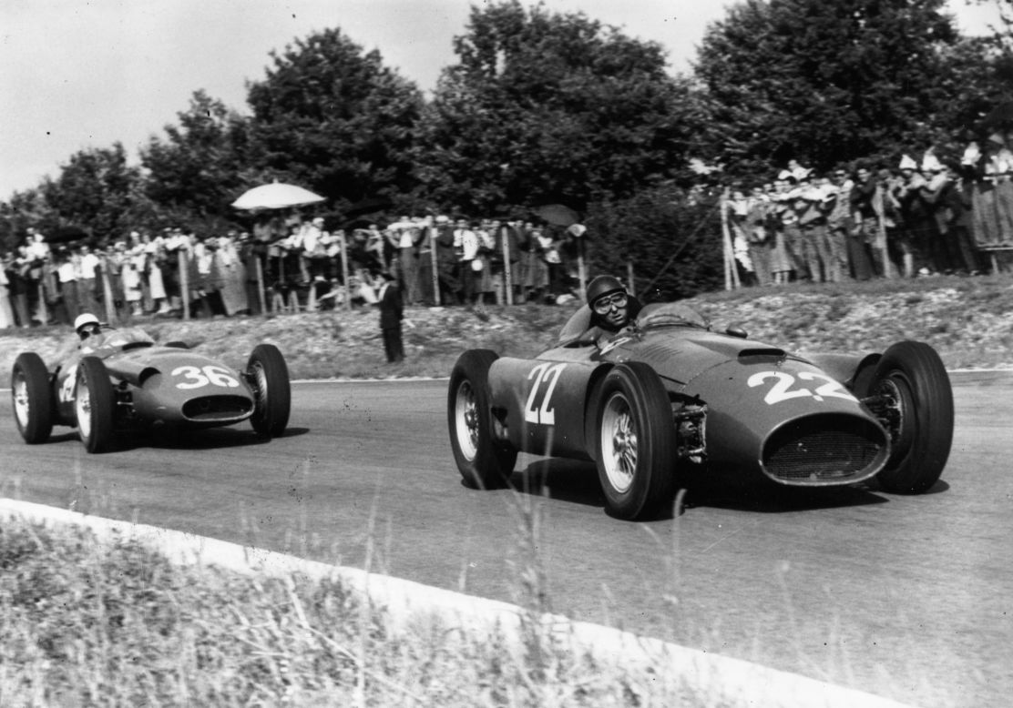 Moss (left) trails behind Fangio at the Italian Grand Prix in 1956. "I'm glad I raced when I did and not now because the pleasure was so much more then and the racing certainly was purer," Moss says.
