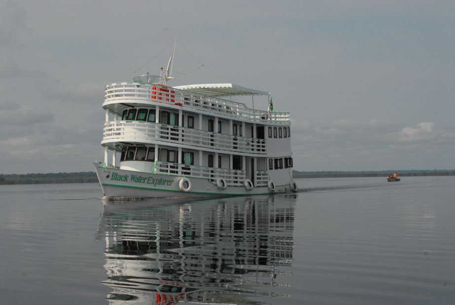 More adventurous fishermen can cruise the Amazon River in a traditional three-deck riverboat, called the Black Water Explorer. "The boat is big and wide and fully air-conditioned -- it's like a floating hotel," said expedition director Steve Townson.