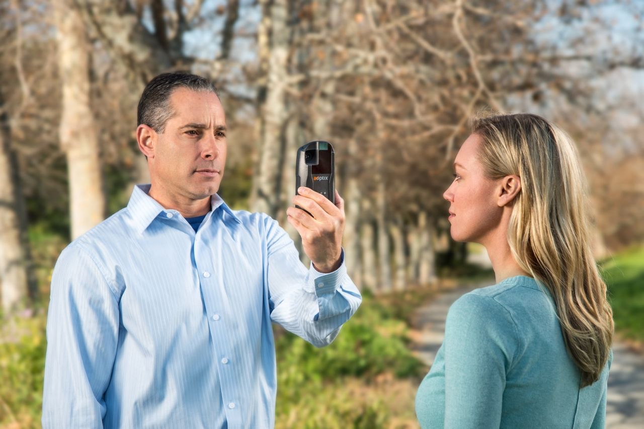 A small California tech company, AOptix, has produced new app and wrap-around device that turns an iPhone into a biometric scanning tool.
