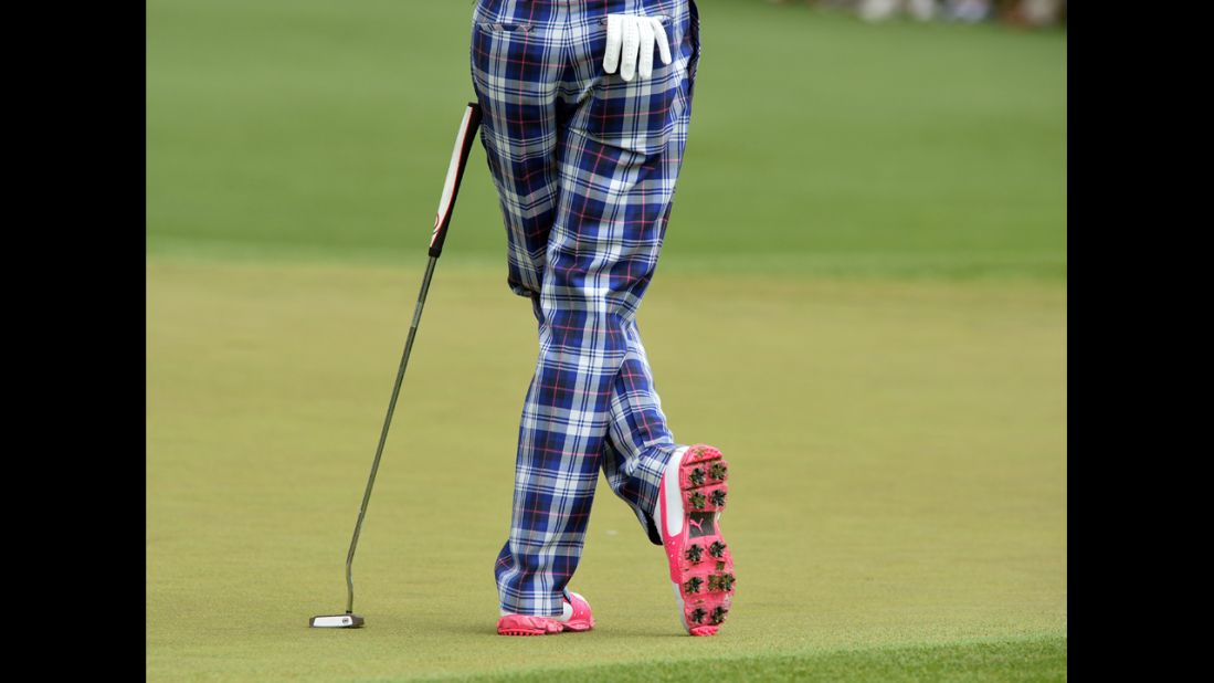 Ian Poulter of England pauses during the first round.