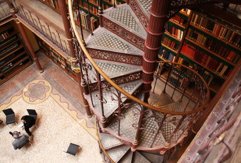 Another highlight of the "new" museum is its ornate four-story library, complete with vertiginous spiral staircase, which has never been open to the public before.