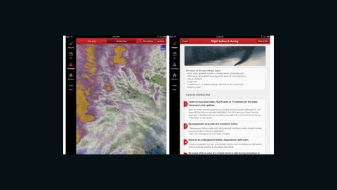 The Red Cross Tornado app has radar maps and lists of how to prepare for an incoming storm. 