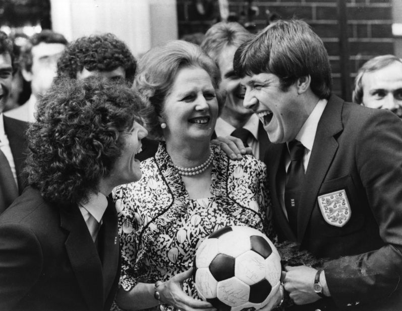 Margaret Thatcher's death has been met with an outpouring of tributes from around the world. But when it comes to the world of sport, there has been little love for the Iron Lady. Here she is pictured with the English national soccer team shortly after winning her first election in 1979.