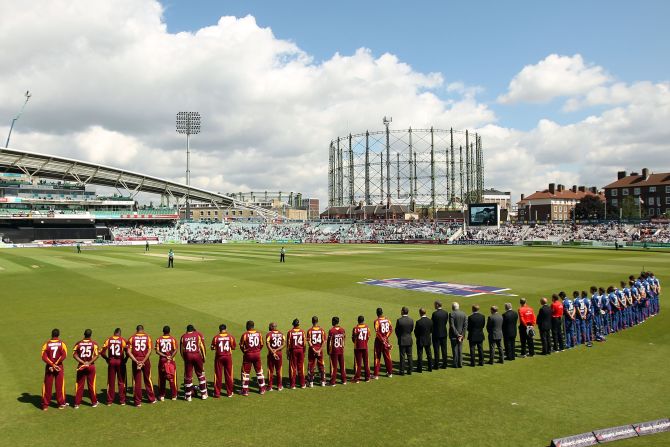 Here the England and West Indies cricket teams observe a minute's silence to mark the tragic death of Surrey's 23-year old player Tom Maynard. County cricket teams also refused to hold a minute's silence to mark Thatcher's death.