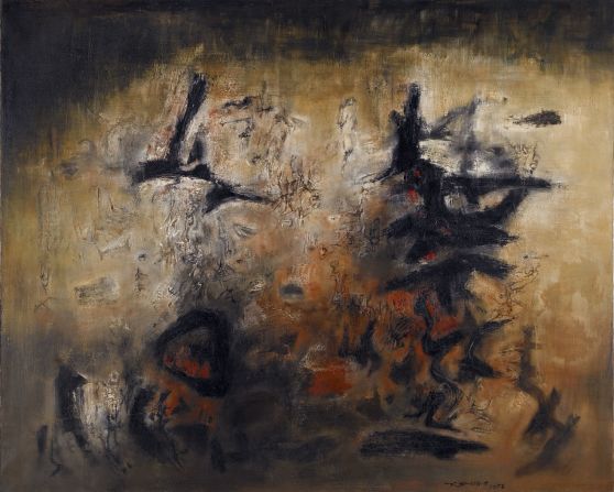 Born in Beijing in 1920, Zao was one of the few Chinese artists from his generation to emigrate to Europe, where he remained in France until his death. This is his 1957 oil on canvas, "Nous deux."