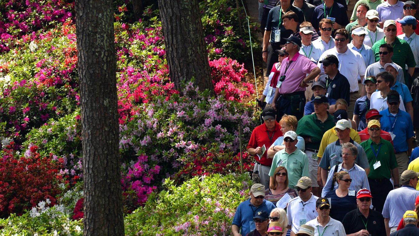 Golf fans watch play during the second round.