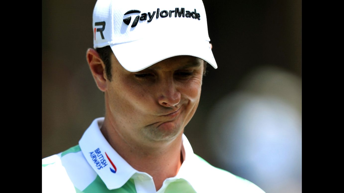 Justin Rose of England plays during the second round.