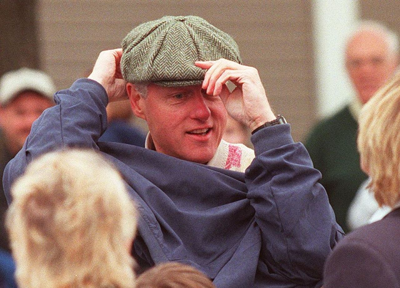 Golf has its traditional headwear, donned by President Bill Clinton at the Penn National Golf Club in Pennsylvania in 1997. 