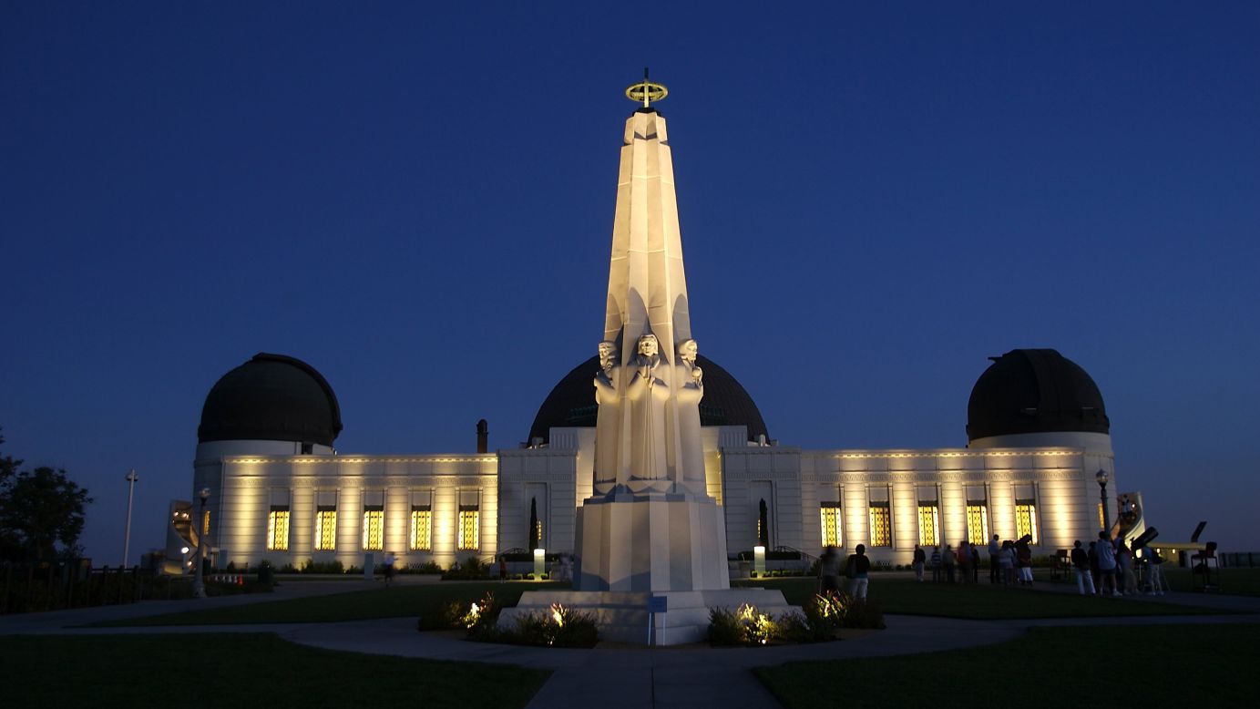 For amazing city views go to Griffith Observatory. You can also take a look at the rest of the solar system at the planetarium, which was featured in the 1955 James Dean movie "Rebel Without a Cause."